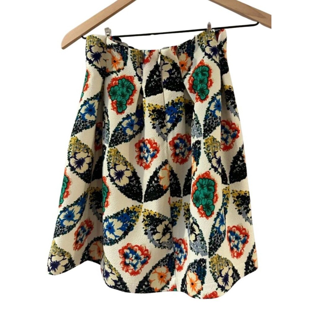 Atmosphere Cream A-Line Skirt with MultiColor Floral Medallions